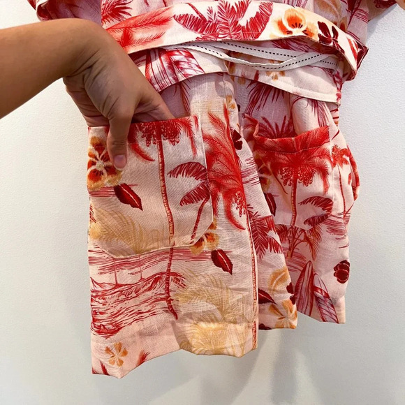 Agua Bendita Linea Linen Blend Tropical Beach V Neck Lightweight Romper S NWOT - Picture 9 of 9